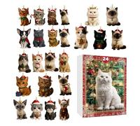Cat Ornament Christmas Advent - 10.24 X 7.09 Inch Acrylic Pieces, Lightweight 200G Pendant Gift Pack, 24 Days Countdown for Festive Display | Tree Decor Rearview Mirror Accent Car Window