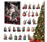 Cat Ornament Christmas Advent, Two-Dimensional Acrylic Cute Cat Decorations, Twenty-Four Day Countdown Calendar, Kitten Charm Pendant for Window Car Rearview Mirror Wall Door Decor