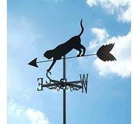 Cat Ornament Metal Weathervane,Weathercock Wind Direction Indicator Stainless Steel Weather Vane Cute Cat Shape Roof Garden Decoration,for Outdoor Farm Yard,Cat~a