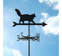 Cat Ornament Metal Weathervane,Weathercock Wind Direction Indicator Stainless Steel Weather Vane Cute Cat Shape Roof Garden Decoration,for Outdoor Farm Yard,Cat~d