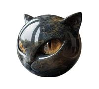 Cat Ornaments | Cat Figurine With Marble Texture & Amber Eyes | Black Çat Stone Figurine | Resin Sculpture Of Cats Head For Home Office Desk Decor Cute Lucky Cats For Women Men Christmas