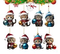 Cat Ornaments Christmas, Christmas Cat Sign | Cute Christmas Decorations for Cats - Waterproof Acrylic Christmas Tree Pendant for Car Ornament