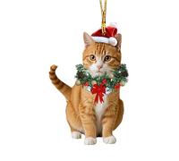 Cat Ornaments Christmas Tree, Cute Cat Christmas Decoration,5.5 X 8cm, Hanging Acrylic 2d Ornaments, Fireplace Decorations, Garden Holiday Decorations, Decorative Tree Trinkets, For Home, Garden