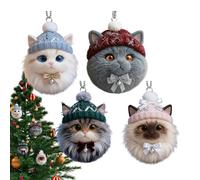 Cat Ornaments For Christmas Tree - Tree Decorations Acrylic Hanging Ornament | 2D Acrylic Hanging Pendant | Double Sided Cats Christmas Tree Ornament
