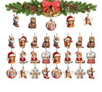 Cat Ornaments for Christmas Tree | Wooden Hangable Decoration,Party Decoration for Classroom School Retail Store Apartment Bedroom Kitchen Small Space