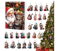 Cat Ornema Advent De Noël - Calendrier De L' Chat Ornement De Noël, Compte À Rebours 24 Jours Avec Pendentifs Chatons Acrylique Festive Reusable Pour Maison Voiture Fenêtre