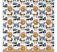 Cat Outdoor Fabric by The Yard Cute Cats Kitten Upholstery Fabric for Chairs Watercolor Cat Family Decorative Fabric for Home DIY Projects 1 Yard,(L92*W150cm) Gray Yellow