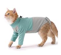 Cat Overgrooming Suit, Soft Protective Suit Post Surgery Good for Front Leg Injuries/Protect Sore Front Leg/Allergies Cat Cone Collar Alternative, Stop Pet From Licking Incision Area(Green, M)