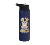 Cat Owl Face Buddha Sit Stainless Steel Insulated Water Bottle