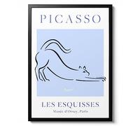 Cat - Pablo Picasso, Blue & White Line Art, Fine Art Print, Famous Painting Home Decor, Modern Art Gift Idea, Archival Matte, A4 (Print Only) - 29.7x21cm