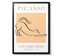 Cat - Pablo Picasso, Orange & White Line Art, Fine Art Print, Famous Painting Home Decor, Modern Art Gift Idea, Archival Matte, A5 (Print Only) - 21x14.8cm