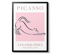 Cat - Pablo Picasso, Pink & White Line Art, Fine Art Print, Famous Painting Home Decor, Modern Art Gift Idea, Archival Matte, A5 (Print Only) - 21x14.8cm