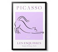 Cat - Pablo Picasso, Purple & White Line Art, Fine Art Print, Famous Painting Home Decor, Modern Art Gift Idea, Archival Matte, A3 (Print Only) - 42x29.7cm