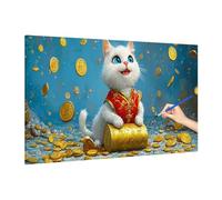 Cat Paint by Numbers for Adults Beginner, DIY Adult Paint by Numbers Cute, Painting by Number on Canvas, Oil Painting Arts and Crafts for Room Decor, Gifts for Women, Without Frame 140x60cm A-62