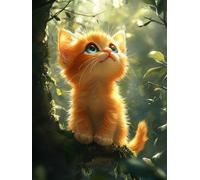 Cat Paint by Numbers for Adults Beginner with Frame, Animal Painting by Numbers for Children, DIY Acrylic Oil Painting Number Kits Art Crafts, Hobbies for Adults Women Room Wall Decor 30x40 cm Q-3653
