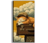 Cat Paint by Numbers for Adults Beginners, DIY Large Acrylic Paint by Number Kits on Canvas 50x100cm/20x40in, Panoramic Wall Art for Home Decor Arts and Crafts Hobby Gift, Interesting,Frameless,w-243k