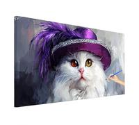 Cat Paint by Numbers for Adults Children, Painting by Numbers for Beginner, Cute Paint by Number Kits with Large Canvas 180x80cm, DIY Oil Painting Kit for Autumn Decor Home, Gifts for Women E-43