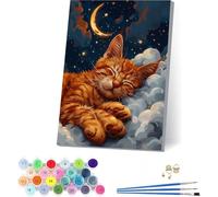 Cat Paint by Numbers for Adults, Cloud Paint by Numbers Kits on Cavans, Easy DIY Oil Painting Kits on Canvas with Acrylic and Brushes, Hobbies for Adults Women, Home Wall Decor Gifts 32x44 in 8-1892
