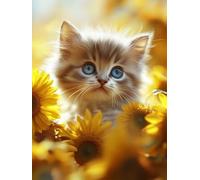 Cat Paint by Numbers for Adults Flower Paint by Numbers for Kids Beginners, DIY Oil Paintings Craft Art Kits for Adults, Painting by Number with Acrylic Paint for Home Wall Decor 30x40cm, Model 944