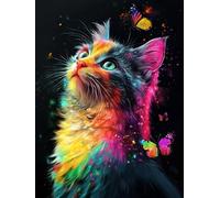 Cat Paint by Numbers for Adults, Paint by Numbers Colorful Pattern DIY Acrylic Oil Painting Kits, with 3 Brushes, Simple Painting Kits for Beginner Kids for Home Wall Decor Gifts 90X120cm, Model 277
