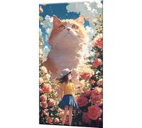 Cat Paint by Numbers for Adults, Paint by Numbers Kits On Canvas, DIY Digital Painting for Adults Beginners with Acrylic and Brushes, Girl Oil Painting Craft Art for Home Wall Decor 16x32 Inch w0-1257