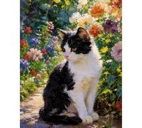 Cat Paint by Numbers for Adults, Painting by Numbers for Adults 12x16inch | Black Cat Adult Paint by Numbers Canvas Kit, DIY Acrylic Oil Painting for Wall Decor Stress Relief Pre Drawn Canvas to Paint