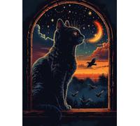 Cat Paint by Numbers for Adults, Painting by Numbers for Adults Sunset, DIY Adult Crafts Acrylic Pigment Drawing Kit with Brushes, Hobbies for Women, Home Wall Decor, Gifts for Women 40x52 in 3-7928