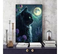 Cat Paint by Numbers for Adults, Painting by Numbers Moon Pattern Design DIY Color Oil Painting with 3 Paintbrush and Acrylic Paints for Room Decor, Gifts for Women 40x60cm (Frameless) -bby2506JL