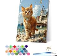 Cat Paint by Numbers for Adults with Frame, Bird Paint by Numbers on Canvas, Easy DIY Oil Painting Kit with Brushes for Beginner, Adult Crafts, for Home Wall Decor, Gifts for Women 16x20in 3-2718