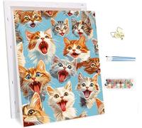 Cat Paint by Numbers for Adults with Frame, Painting by Numbers for Adults Cute on Canvas, DIY Acrylic Oil Painting Kits with Brushes, Hobbies for Adults Women, Home Wall Decor Gifts 12x16in 4-9514
