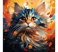 Cat Paint by Numbers for Children Cute Paint by Number Canvas 30X30CM, DIY Acrylic Oil Paintngs Adults Beginners Art Craft Kits with 3 Brushes and Acrylic Pigment, Home Room Decor, Gifts for Women