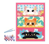 Cat Paint by Numbers Kits for Adults,With three cute cats,Easy Adult Painting by Number on Canvas for Beginner,DIY Watercolor Painting for Gift Home Wall Decor,Without Frame