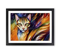 Cat Painting Vol.6 Abstract Framed Print | A4 Black Framed Wall Art | Ready to Hang | Abstract Animal Picture | Living Room Bedroom Lounge Office