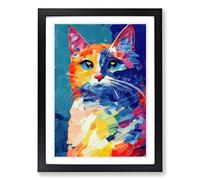 Cat Palette Knife Vol.2 Framed Print | A2 Black Framed Wall Art | Ready to Hang | Modern Animal Picture | Living Room Bedroom Lounge Office
