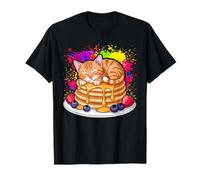 Cat Pancakes Kawaii Anime Nap Funny Breakfast Kitten T-Shirt