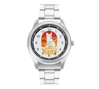 Cat Parents Cat Mom Personalized Quartz Watch Stainless Steel Wrist Watches with Arabic Numerals for Men Women