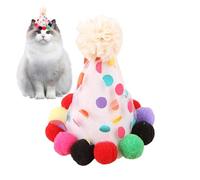 Cat Party Hat, Pet Party Hats, Pet Dot Lace Hat, Adjustable Dog Headband Topper, Cute Colourful Pet Headwear for Dogs and Cats, Birthday Accessories