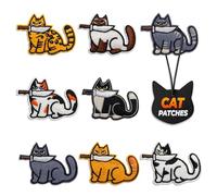 Cat Patches Iron On & Sew On Set of 8 - Easy Fix Embroidered Funny Patches for Hats, Jackets, Backpacks, Jeans & Bags - Cute Cat Patch Set, Valentines Day Gifts for Animal Lovers and DIY Decor