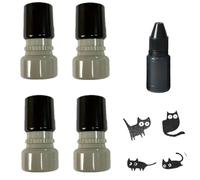 Cat Pattern Stamps Self Inking, 4Pcs Mini Black Cat Stamp Set, Decorative Kitten Stamps for Journals, Scrapbook, Cards, DIY Crafts & Teacher Rewards Stam