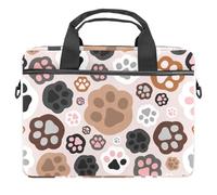 Cat Paw Cute Pet Footprint Pattern Laptop Case Bag Sleeve Portable Crossbody Messenger Briefcase w/Strap Handle, 13 14 inch