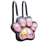 Cat Paw Ita Bag, Cute Cat Paw Ita Backpack Bag, Large Capacity Pin Bags Doll Display Itas Backpack with Clear Window, Uniques Cats Paws Pin Plush Doll Display Bags Crossbodys Itas Backpacks