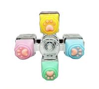 Cat Paw Keycap Fidget Spinner Keychain, Mechanical Keyboard Stress Relief Toy with LED Light, Soft Cute Keyring for Office & Anxiety Relief Gift (4 keys)