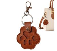 Cat Paw Keychains - Cute Pet Memorial Keychains | Exquisite PU Leather Cat Claw Hair Storage Bag Hanging Accessories | Creative Pet Keepsake Pendant for Car Key Backpack Decor (Brown)