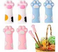 Cat Paw Knitting Needle Stoppers,6 PCS Silicone Knitting Needle Point Protectors Cute Knitting Needle Tip Caps Knitting Accessories for Size 11-17 Needles