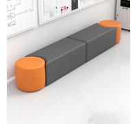 Cat Paw Leather Long Arc Sofa with Simple Backrest for Parents in Kindergarten and Early Education Center Rest Areas