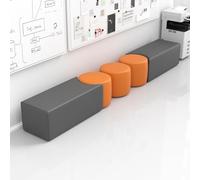 Cat Paw Leather Long Arc Sofa with Simple Backrest for Parents in Kindergarten and Early Education Center Rest Areas