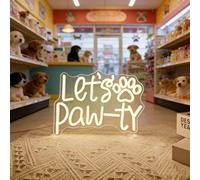 Cat Paw Neon Sign, Dimmable LED Neon Light for Wall Decor, Cute Pet Paw Print Neon Lamp for Dog Cat Birthday Party, Home Bedroom Living Room Pet Shop Decor USB Powered