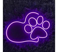 Cat Paw Neon Sign, Dimmable LED Neon Light for Wall Decor, Cute Pet Paw Print Neon Lamp for Dog Cat Birthday Party, Home Bedroom Living Room Pet Shop Decor USB Powered