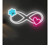 Cat Paw Neon Sign, Dimmable LED Neon Light for Wall Decor, Cute Pet Paw Print Neon Lamp for Dog Cat Birthday Party, Home Bedroom Living Room Pet Shop Decor USB Powered