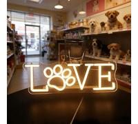 Cat Paw Neon Sign, Dimmable LED Neon Light for Wall Decor, Cute Pet Paw Print Neon Lamp for Dog Cat Birthday Party, Home Bedroom Living Room Pet Shop Decor USB Powered